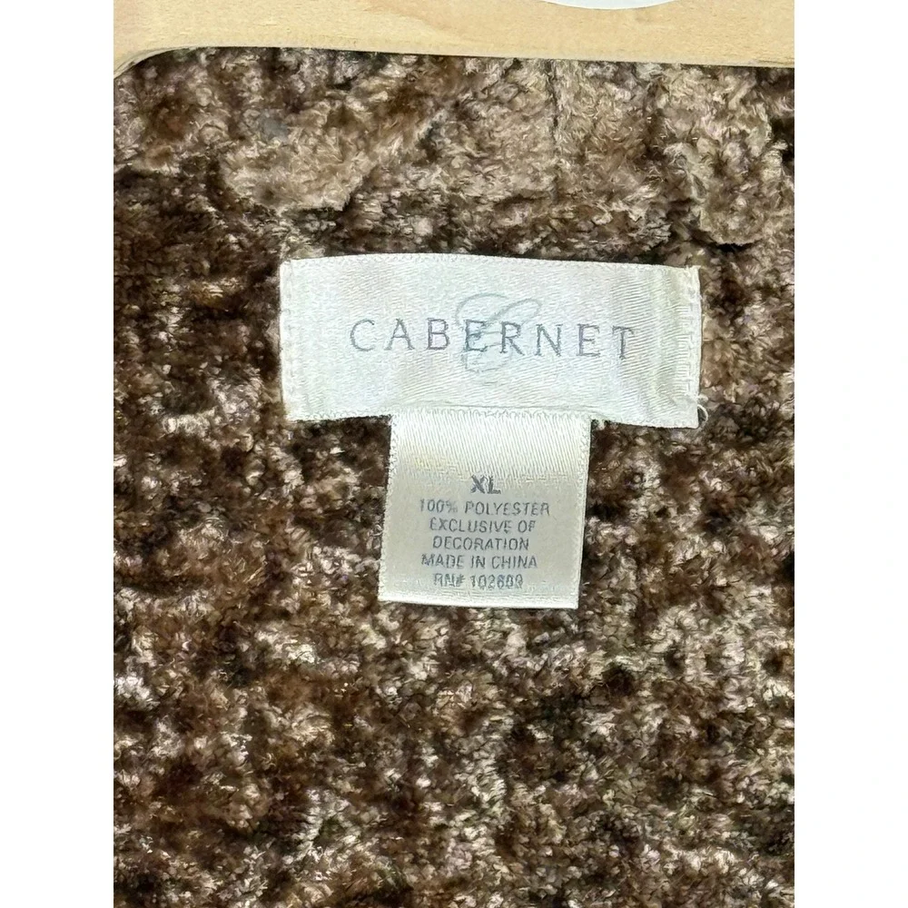 Cabernet Women's XL Brown Crushed Velvet Long Robe Belted Shawl Collar Vintage